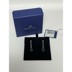 Swarovski Melina Blue Montana Pierced Drop Earrings Blue Gemstone Silver New !